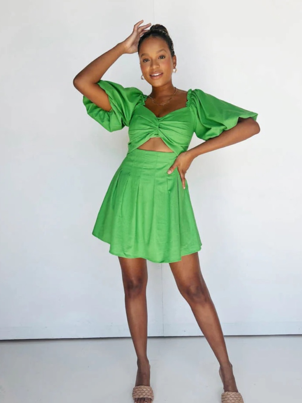 Vestique College Crush Green Twist Dress